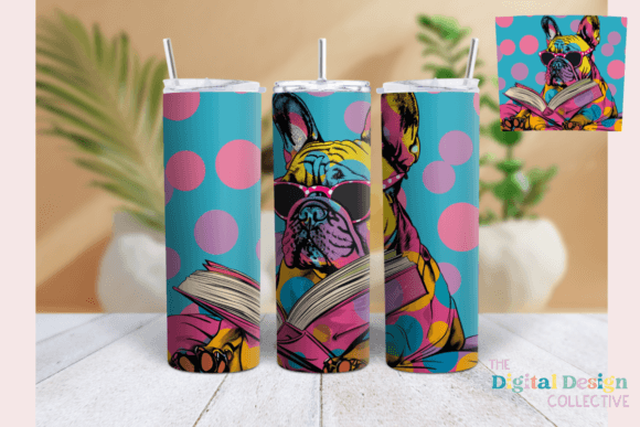20oz Skinny French Bulldog Tumbler Wrap Graphics