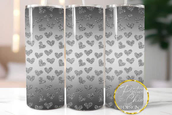 Black Glitter Hearts Tumbler Wrap Design: Graphics for Crafts & Content