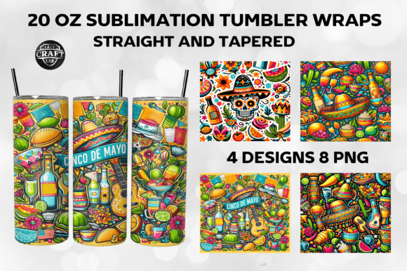 Cinco De Mayo Tumbler Wrap 20oz Bundle: Graphics & Tumbler Wraps