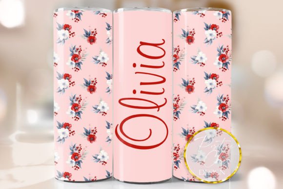Custom Name Floral Tumbler Wrap Design: Graphics for Crafts & Content