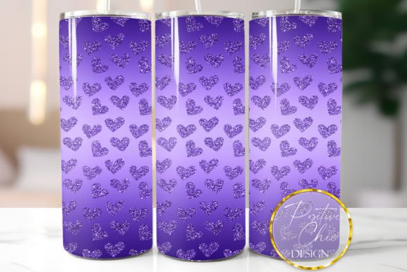Dark Purple Glitter Hearts Tumbler Wrap: Graphics for Crafts & Branding