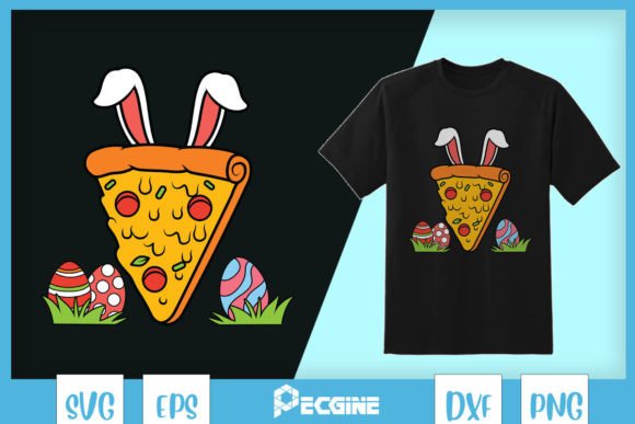 Easter Pizza Slice Bunny Funny SVG for T-Shirt Designs & Graphics