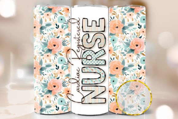 Floral Cardiac Nurse Tumbler Wrap Graphics for Crafts