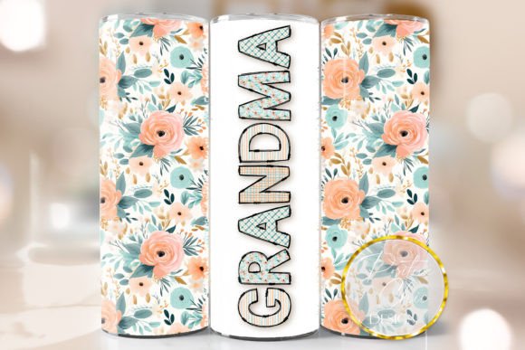 Floral Grandma Tumbler Wrap PNG Design for Crafts & Graphics