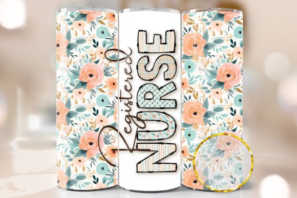 Floral Registered Nurse Tumbler Wrap PNG: Graphics for Crafts & Branding