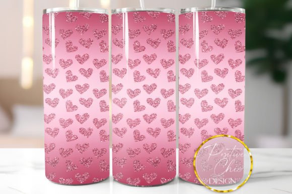 Glitter Hot Pink Hearts Tumbler Design: Graphics for Crafts