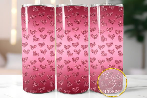 Glitter Hot Pink Hearts Tumbler Wrap PNG: Graphics for Crafts & Joyful Branding
