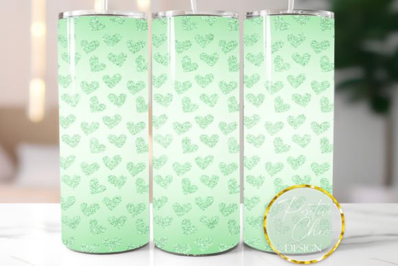 Green Glitter Hearts Tumbler Wrap 20 Oz Graphics for Crafts