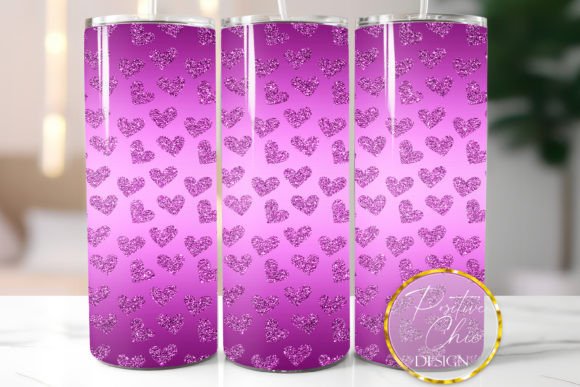 Hot Pink Hearts Glitter Tumbler Wrap PNG: Graphics for Crafts & Campaigns