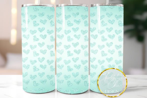 Light Blue Glitter Hearts Tumbler Wrap: Graphics for Crafts Sellers