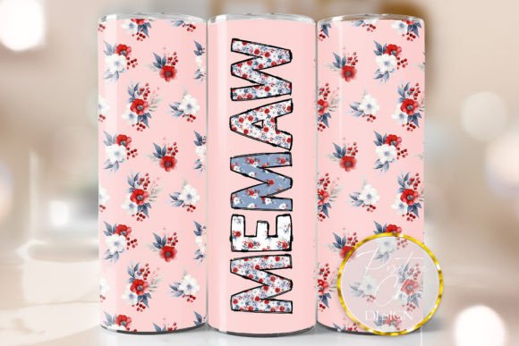 Memaw Floral Tumbler Wrap PNG Design for Crafts & Graphics