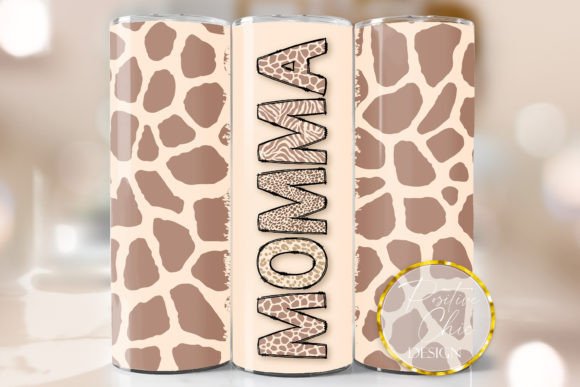 Momma 20oz Tumbler Wrap PNG Animal Print: Graphics for Crafts & Branding