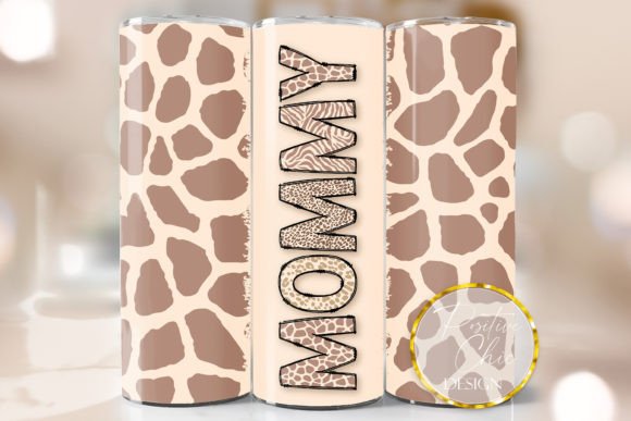 Mommy 20oz Tumbler Wrap PNG Animal Print