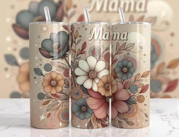 Mothers Day PNG 20oz Tumbler Wrap: Graphics for Crafts & Content