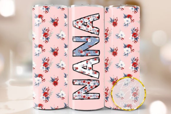 Nana Floral Tumbler Wrap PNG: Graphics for Crafts & Branding