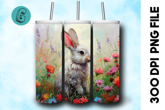 Oil Paint Easter Bunny Tumbler Wrap 34 Graphics & Backgrounds