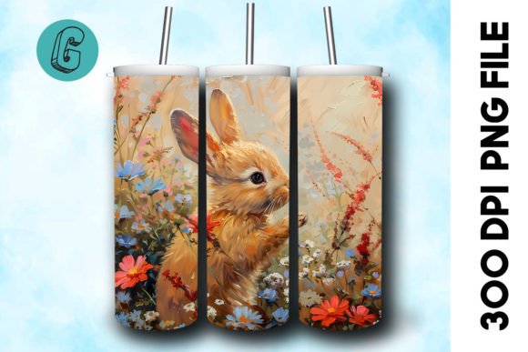 Oil Paint Easter Bunny Tumbler Wrap 40 Graphics & Backgrounds