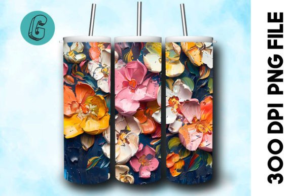 Oil Paint Pretty Flowers Tumbler Wrap 34