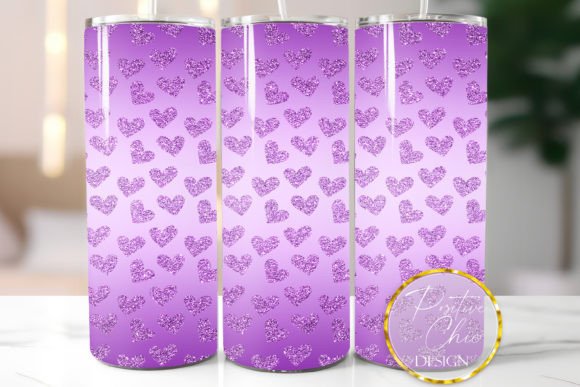 Purple Hearts Tumbler Design Sublimation: Graphics for Crafts & Content