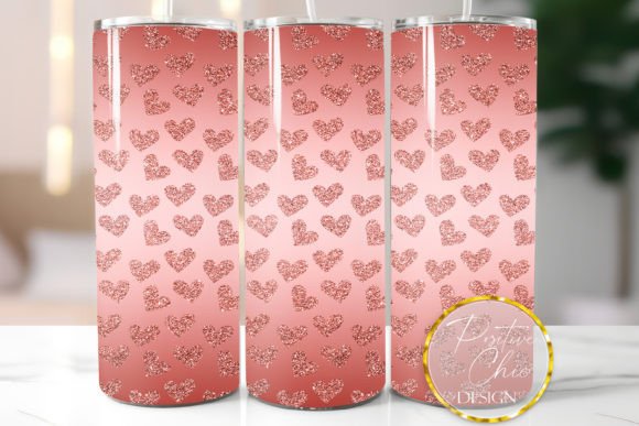 Red Glitter Hearts Tumbler Wrap Design: Graphics for Crafts