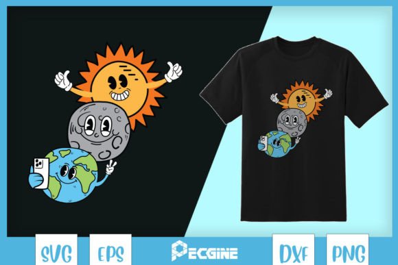 Selfie Earth Moon Sun Solar Eclipse SVG
