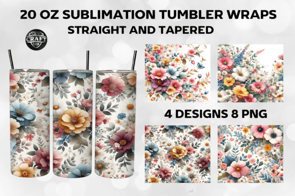 Spring Flowers Tumbler Wrap 20oz Bundle: Graphics for Fresh Branding