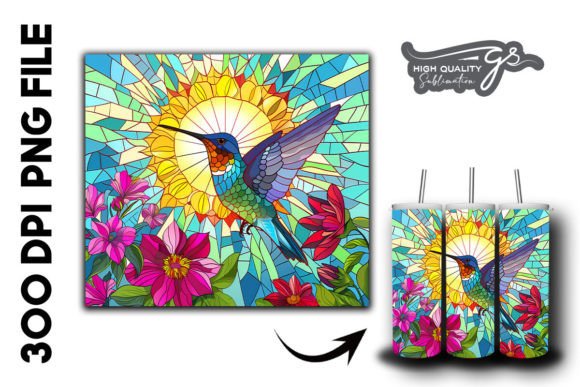 Stain Glass Hummingbird Tumbler Wrap 24 Graphics