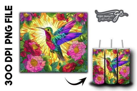 Stain Glass Hummingbird Tumbler Wrap 31 Graphics