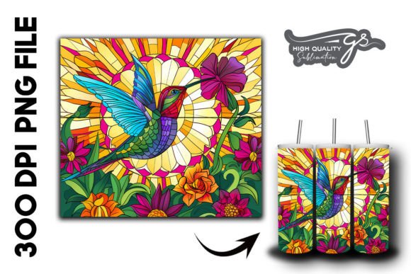 Stain Glass Hummingbird Tumbler Wrap 36 Graphics