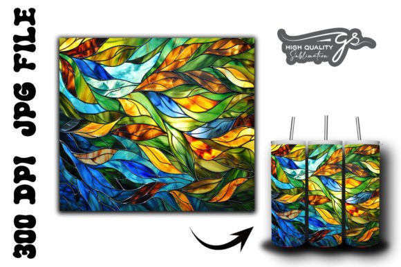 Stained Glass Leaves Tumbler Wrap 25