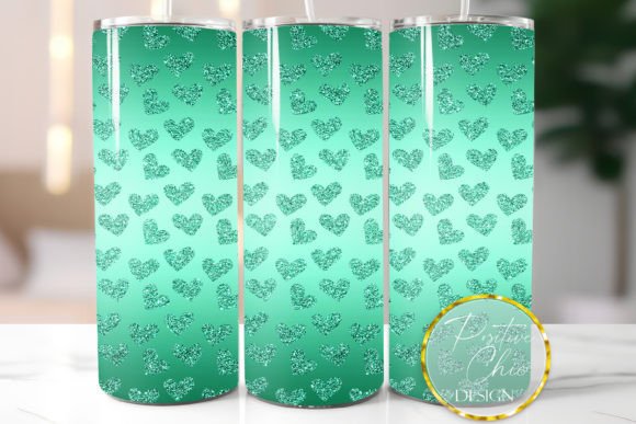 Teal Hearts Glitter Tumbler Wrap: Graphics for Crafts