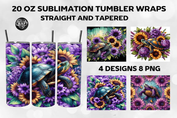 Turtle Tumbler Wrap 20oz Skinny Sublimat Graphics