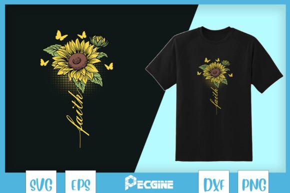 Vintage Faith Cross Sunflower SVG: Graphics for T-Shirt Designs
