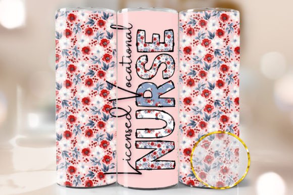 Vocational Nurse Tumbler Wrap PNG Design for Crafts & Graphics